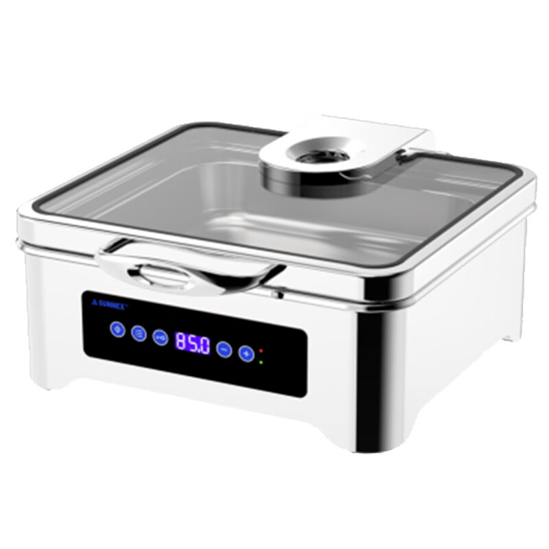 新力士豪华钢盖版方形电加热300W精准温控自助餐炉W21-2362M7(5.5升)
