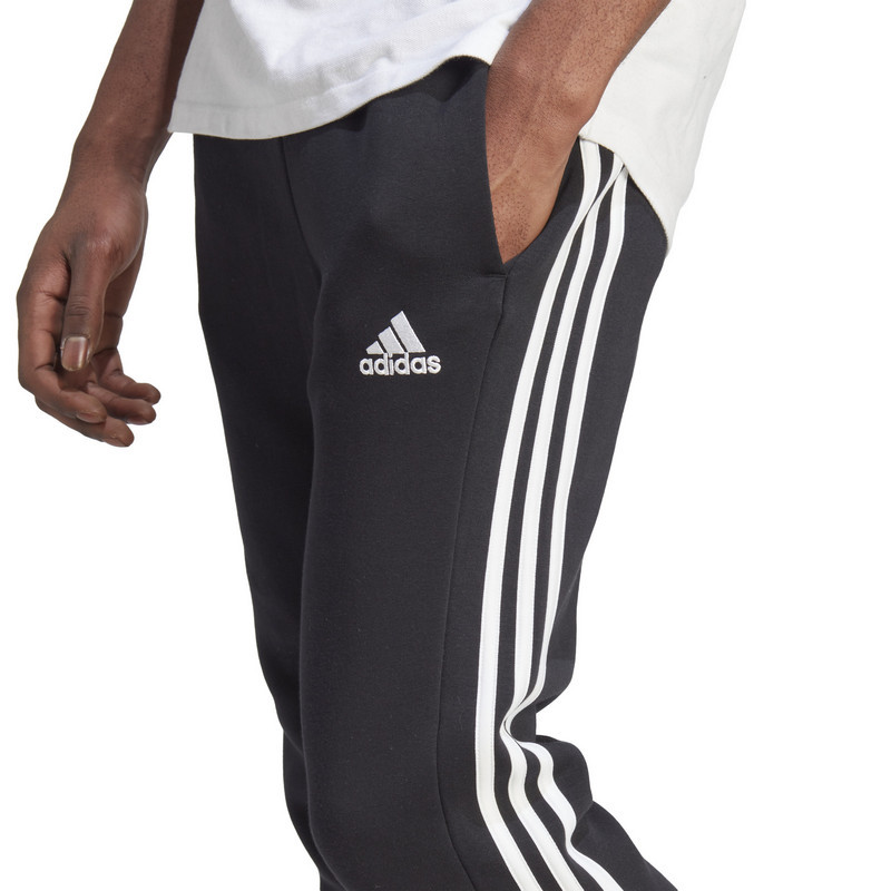 adidas 三条纹拼色抽绳系带束脚运动裤 男款 黑色 IB4030