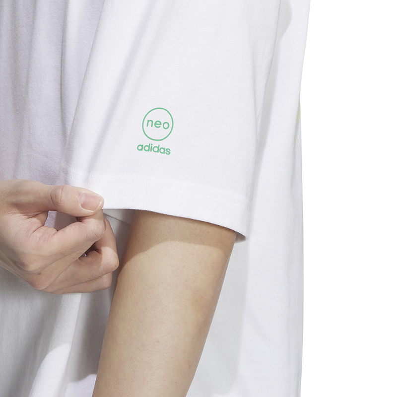 adidas neo Vibe Collective Tee 字母印花宽松运动短袖T恤 白色 IA6736