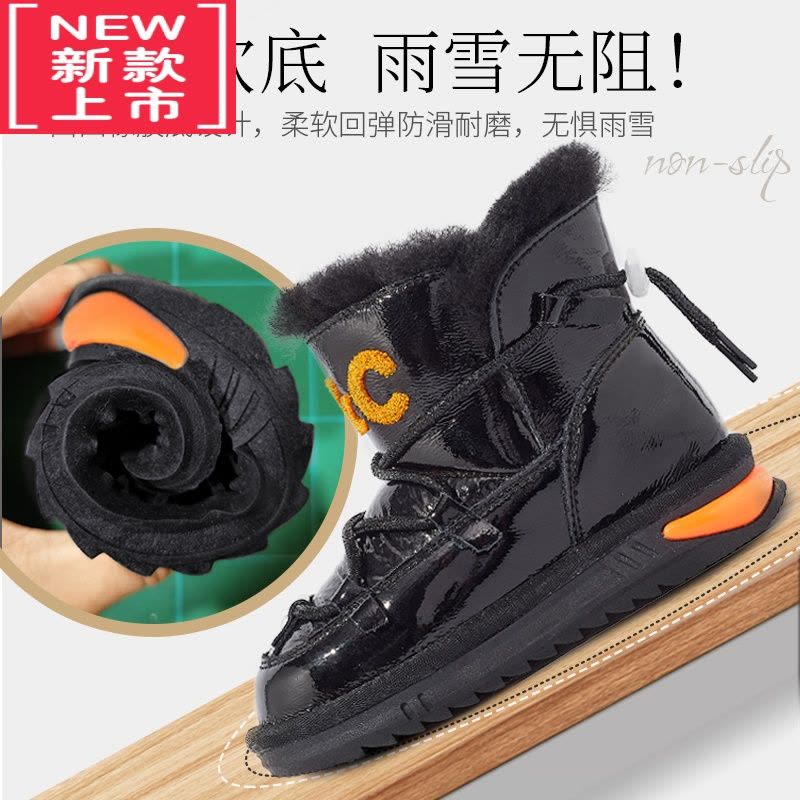 可莉允一体儿童雪地靴宝宝冬季男童防水防滑雪地棉2022加厚棉鞋图片