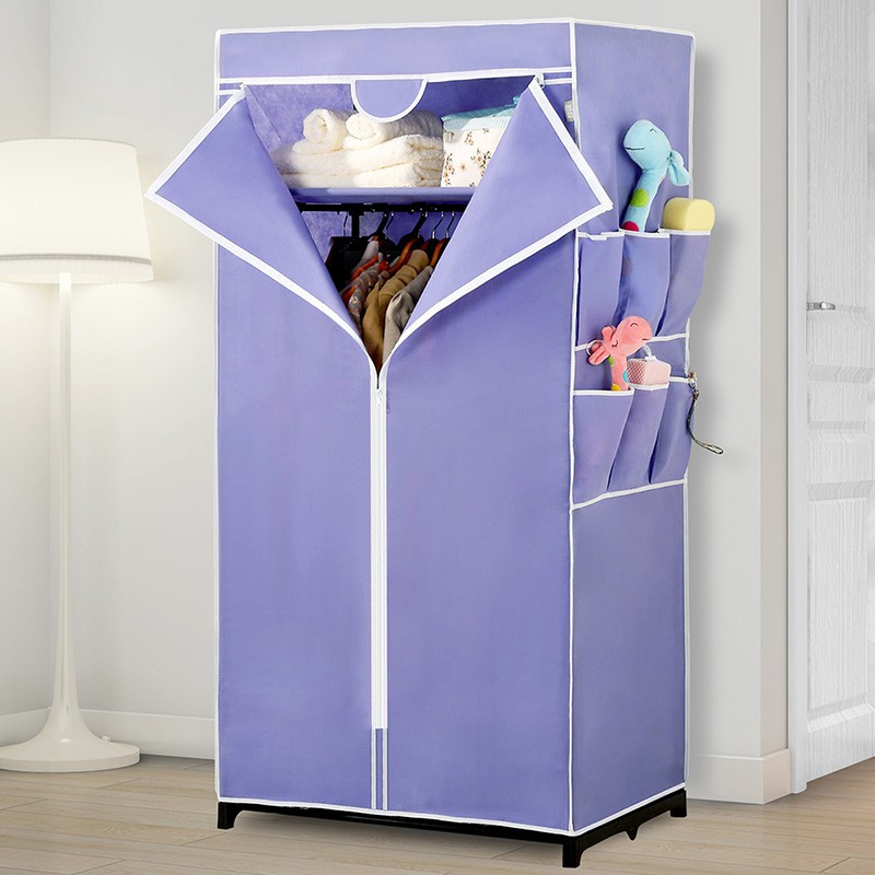 简易衣柜布衣柜单人布艺宿舍钢架经济型简约现代收纳衣橱收纳柜三维