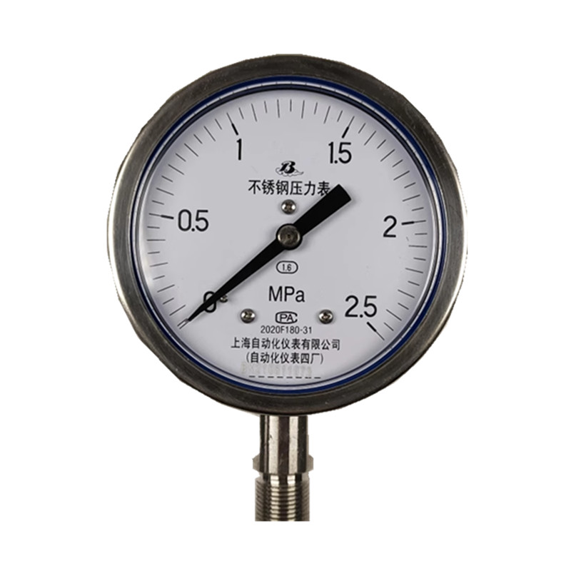 上自仪不锈钢压力表/ 隔膜/耐震式Y-100BF 接口M20×1.5 量程0-2.5Mpa带三色环高清大图