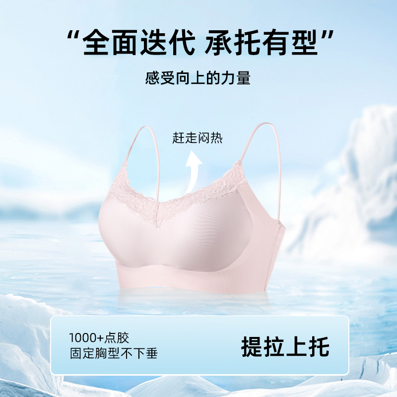 猫人内衣女小胸聚拢无痕凉感细肩带吊带收副乳夏季薄款透气文胸罩高清大图