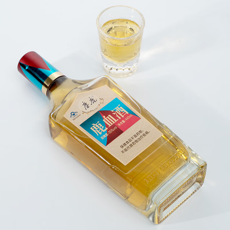 麋鹿牌鹿血酒440ml彩标35度养生酒一瓶装官方直营