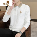 YANXU2023新款秋季长袖翻领T恤男士时尚休闲Polo衫打底衫款男装 170/L(110-130斤) YH-3390白色翻领长袖