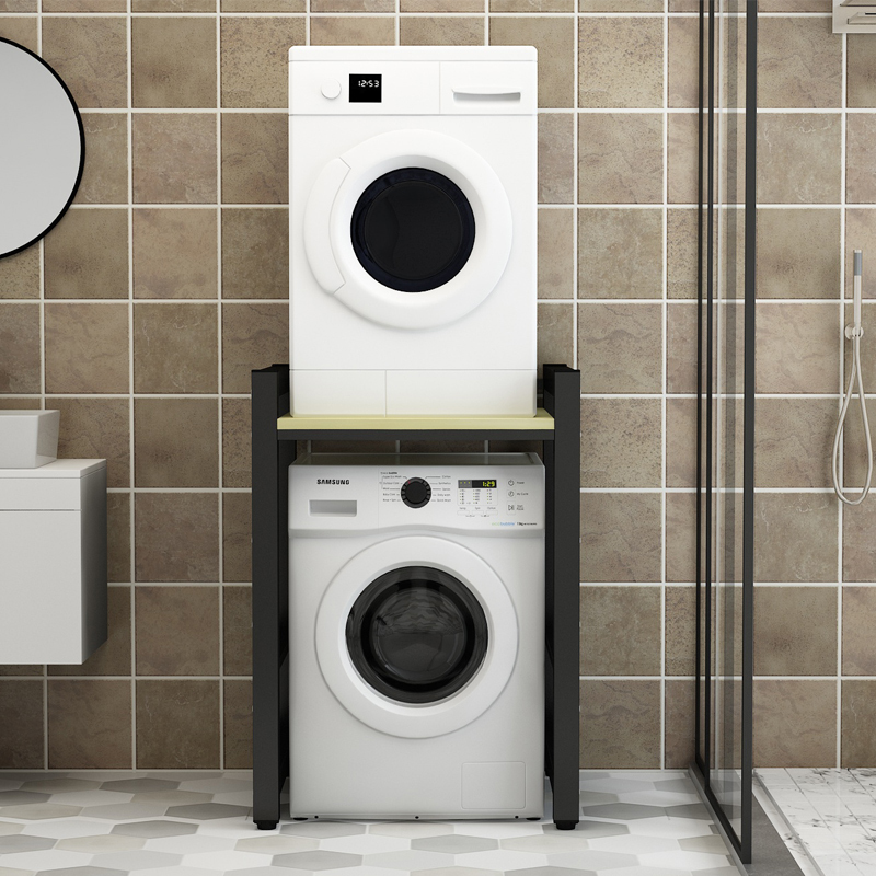 Ciaa浴室用品洗衣机置物架ciaa落地双层阳台滚筒洗衣机烘干机叠放洗碗机 收纳架定制黑架枫木 承重加厚款 价格图片品牌报价 苏宁易购会心家装建材专营店