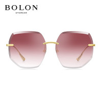 暴龙(BOLON)暴龙眼镜王俊凯同款太阳镜个性不规则无框男女墨镜BL7079 A61-红色渐进