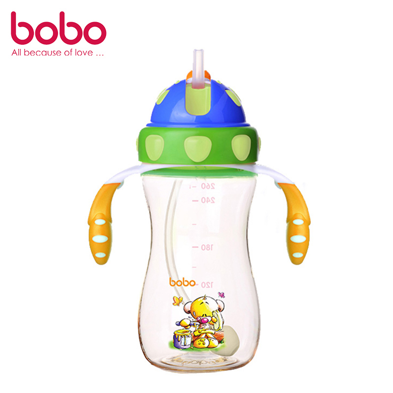 乐儿宝(bobo)PPSU一瓶两用学饮杯(260ml) 绿色(适用6个月以上)水杯水壶