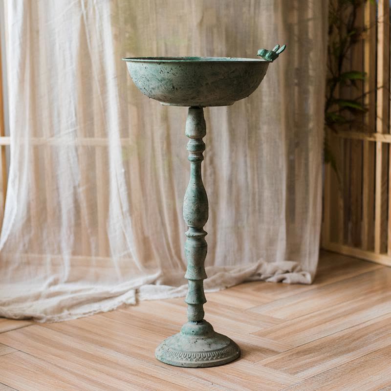 美帮汇铁艺高脚花盆 鸟食盆 复古花器花园庭院装饰杂货欧式乡村 高脚花器(小号) 大图片