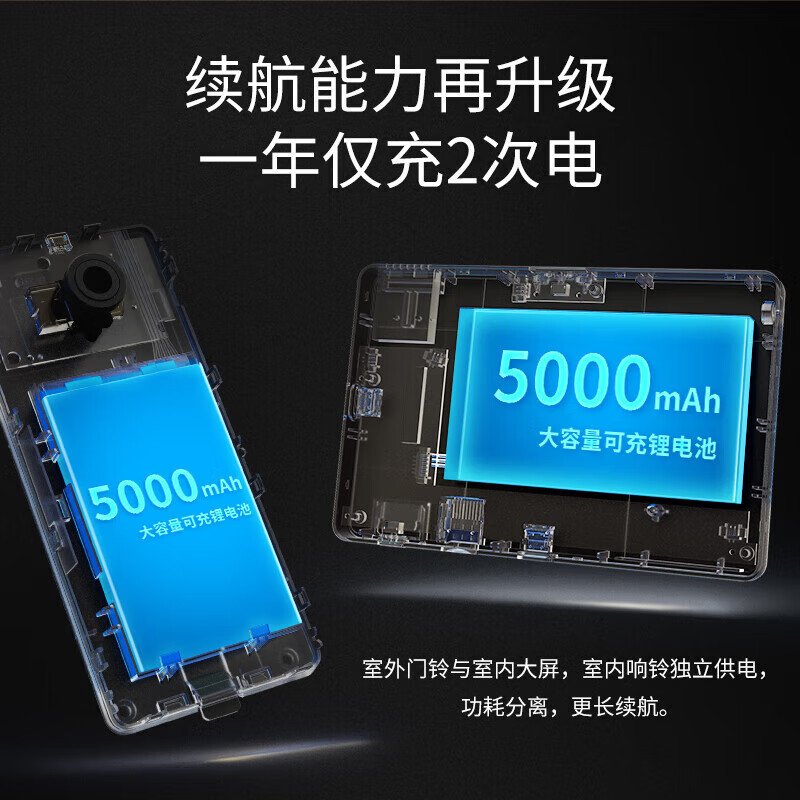 普联(TP-LINK)可视门铃摄像头家用智能监控视频对讲电子猫眼手机远程访客识别通话超清夜视DB52C棕色门铃伴侣套装