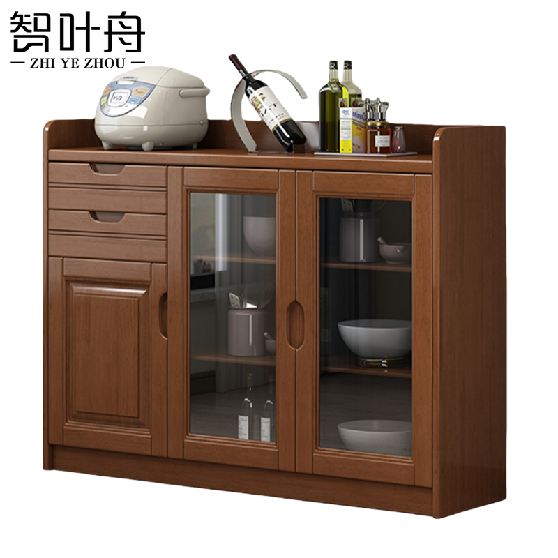 智叶舟木质茶水柜三门两抽120*40*90cm台高清大图