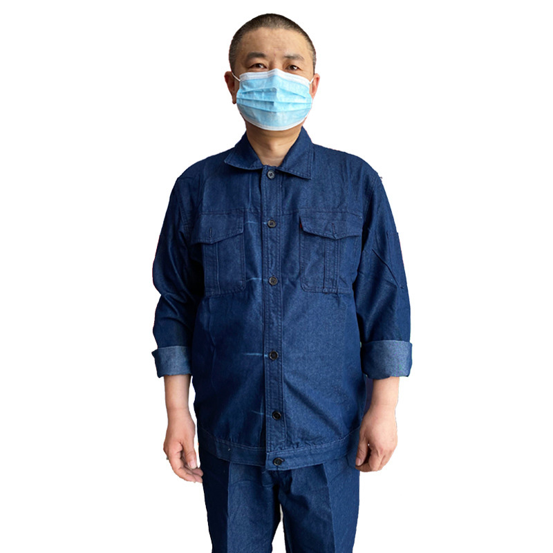 邦能之星牛仔工作服套装男焊工夏季电焊超薄款纯棉劳保服防烫耐磨透气N52275高清大图