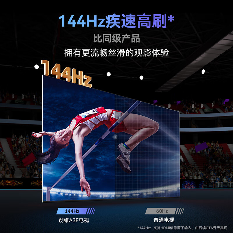 创维电视A3F 55英寸 144Hz疾速高刷 2+64GB大内存 三重护眼 一级能效高清大图