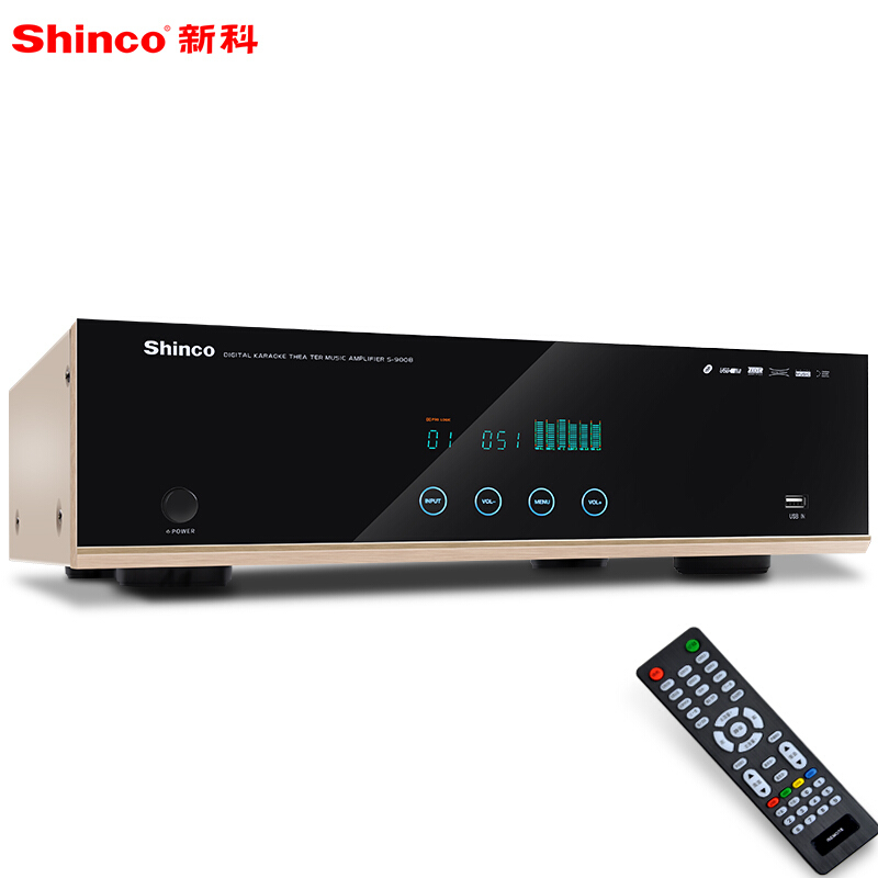 新科 ( Shinco) S-9008家用5.1功放机专业家庭影院触屏hifi蓝牙功放大功率数字功放机KTV功放专业功放