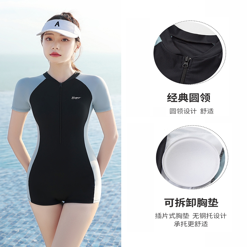 佑游泳衣女士 保守高级感连体平角遮肚显瘦大码专用游泳装