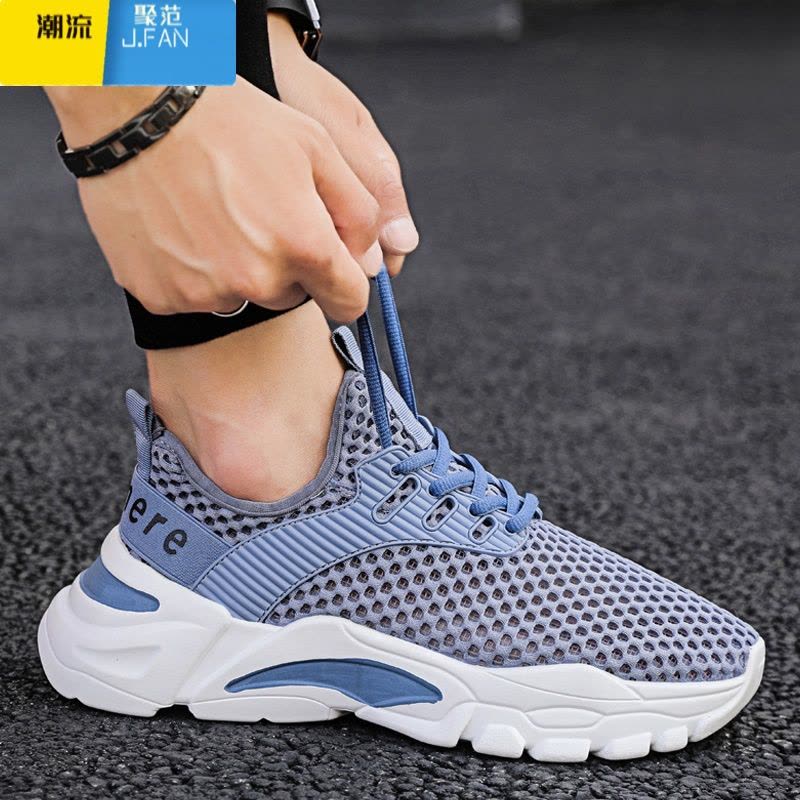 聚范凉鞋男鞋夏季2024新款镂空网眼小白网面运动休闲跑步网鞋潮鞋图片