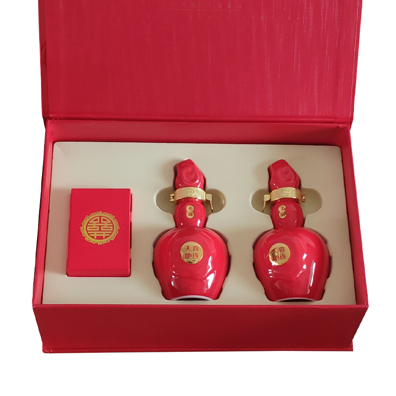 52vol大瓷坊喜连天地酒100ml2礼盒装浓香型白酒