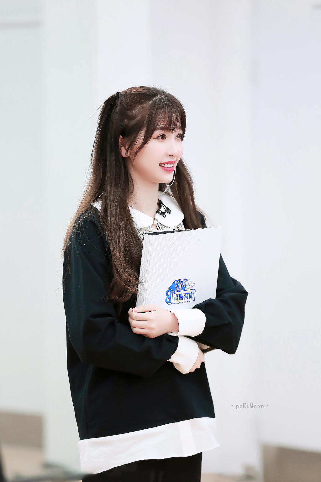 艳如飞青春有你3虞书欣同款蕾丝镂空娃娃领假两件长袖衬衫衬衣拼接