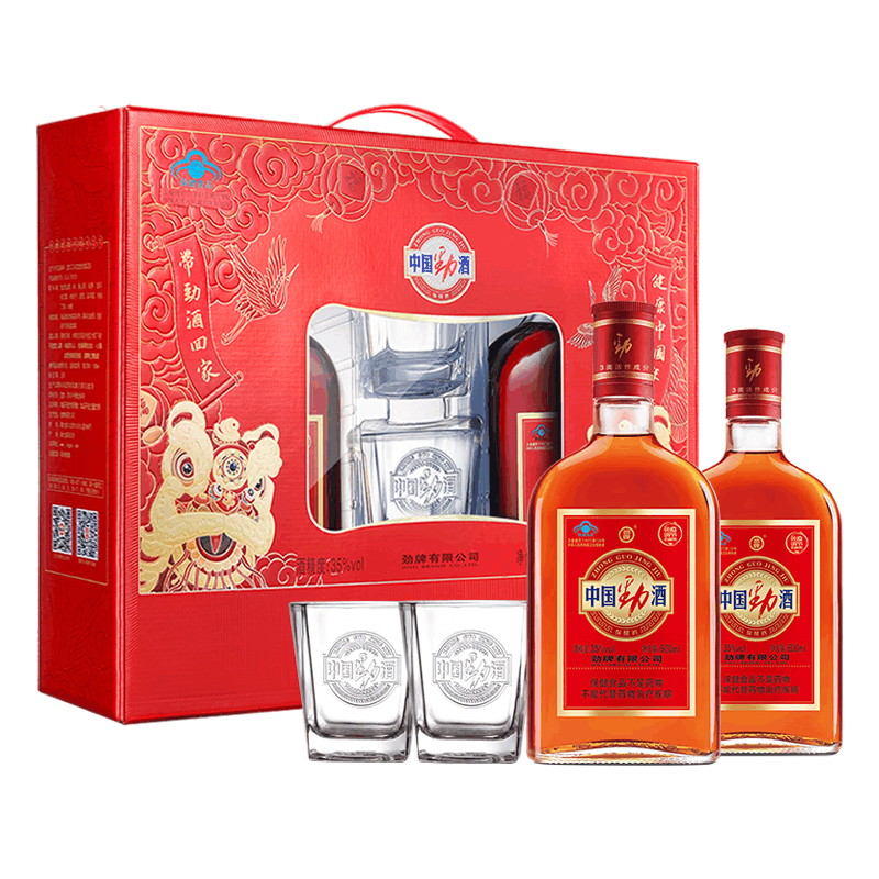 郎酒红花郎10 酱香型白酒53度500ml*2瓶礼盒装+劲牌劲酒中国劲酒35度