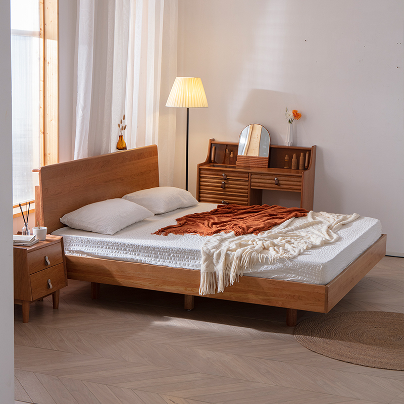 木作光阴北欧实木床樱桃木简约现代1.5单人床主卧1.8米双人床床架