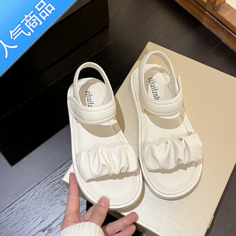 SUNTEK凉鞋女款2023夏季新款厚底小香风罗马外穿沙滩海边女士配裙子女鞋图片