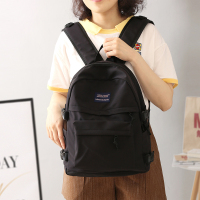 双肩包女2021新款韩版原宿ulzzang背包初中高中大学生大容量书包 黑色
