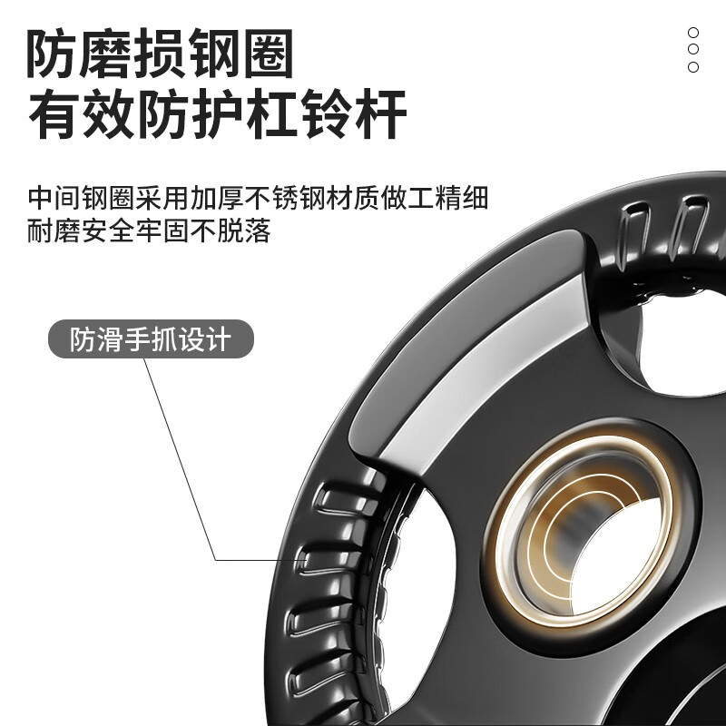 军霞(JUNXIA)包胶铃片三孔杠铃片 2.5KG/片 两片装共5KG高清大图
