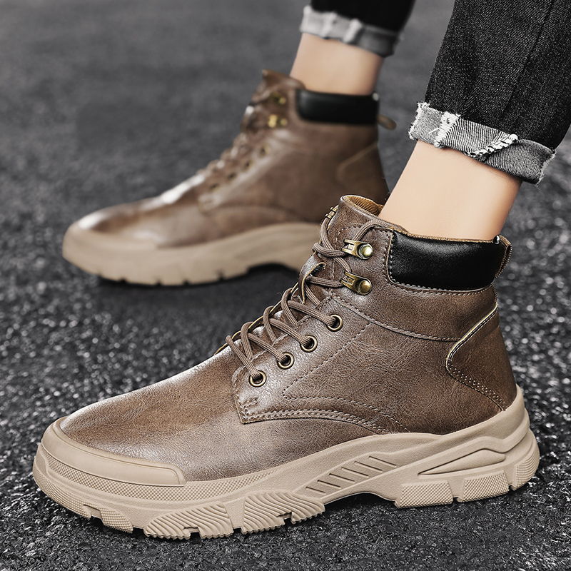 线下专柜同款卡帝乐鳄鱼cartelo新款高帮工装鞋马丁靴子男休闲鞋男鞋