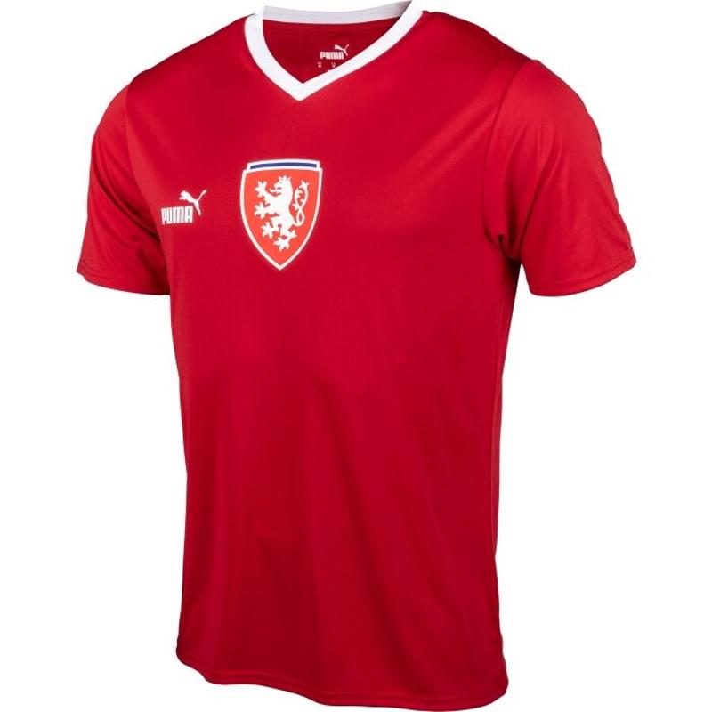 彪马(Puma)男士运动T恤捷克国家队粉丝款舒适透气短袖球衣高清大图