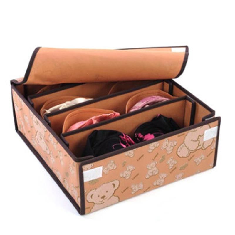 友纳韩版小熊四格文胸收纳盒内衣收纳盒