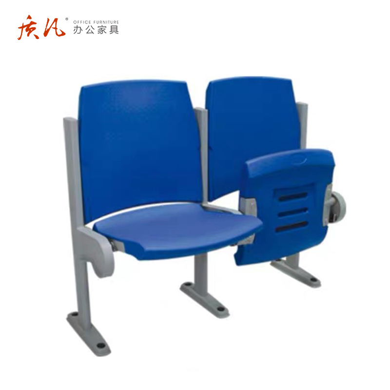 质凡公共阶梯教室排椅会议室员工休息椅塑料折叠椅固定脚电梯口等候椅 带写字板高清大图