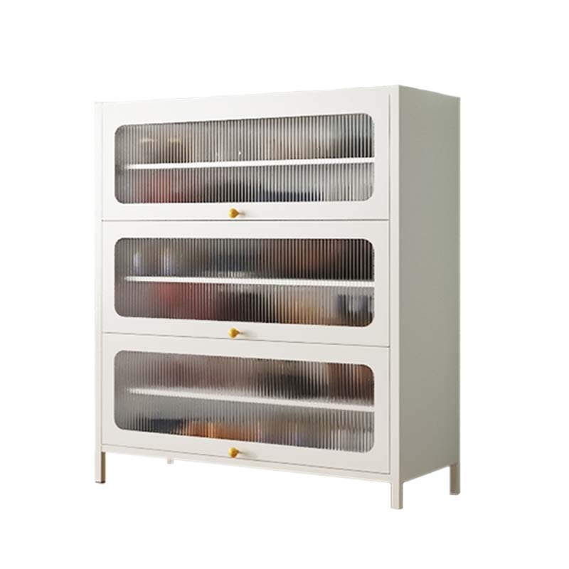 DXBG家用门口鞋柜室内入户储物柜一体翻门钢制3门6层100宽-白