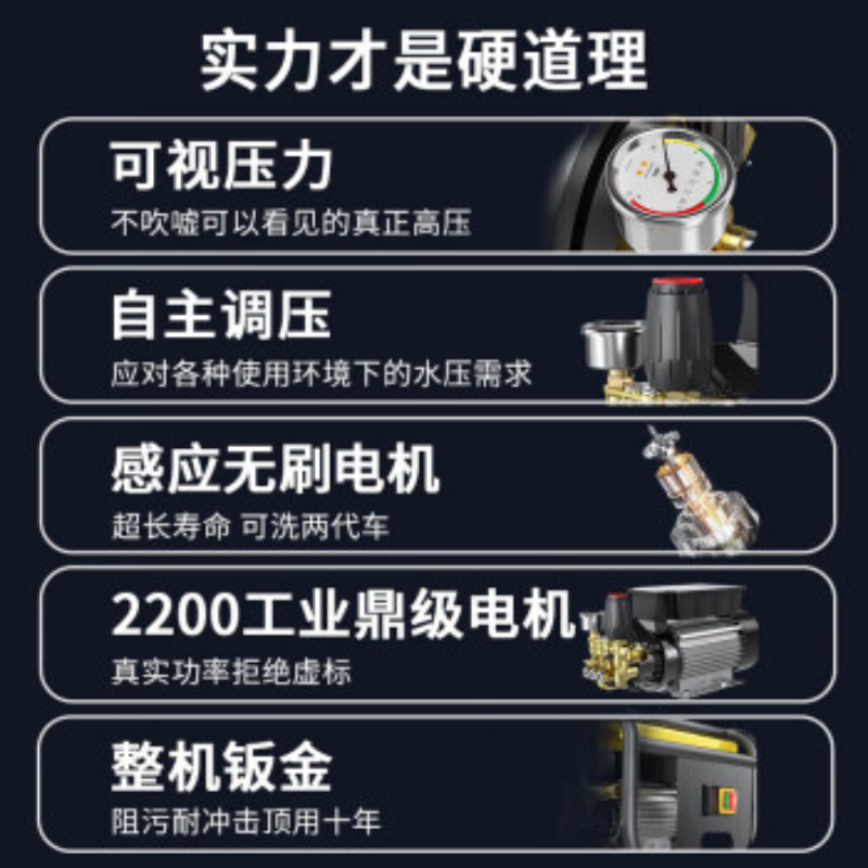 博赫尔(POHIR)洗车机高压洗车水枪卧式大流量感应高压清洗机洗车水泵550经典款