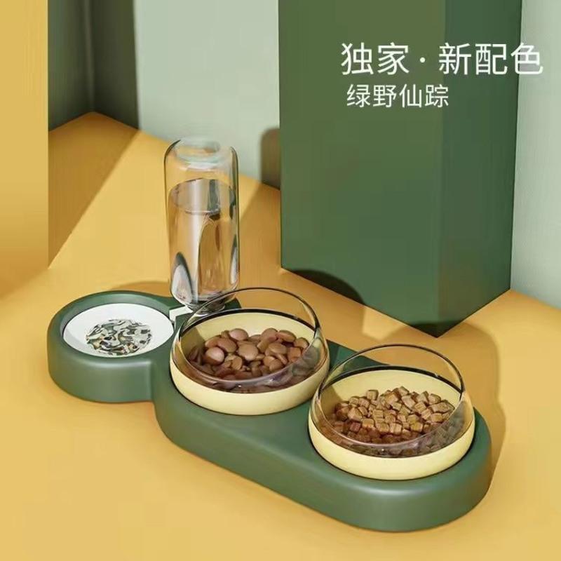 绿单碗不含底座._ 2碗1水干湿分离. 猫碗双碗自动饮水狗盆狗碗食盆狗狗碗猫咪水碗防打翻饭盆宠物用