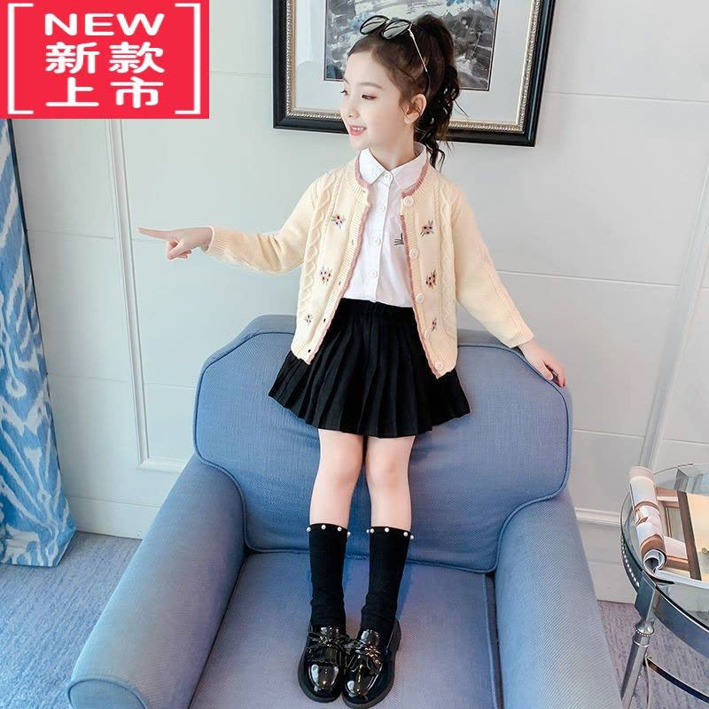 可莉允女童装外搭针织外套春秋季2022新款洋气中大儿童女孩秋冬毛衣开衫图片