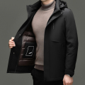 【可拆卸内胆】冬季活里活面羽绒服男士中老年加厚夹克外套大码爸爸装翻领2021春秋冬装新款可_956 180码 常规款黑色