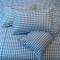 福芳床上用品1.2米床蓝色格纹三件套