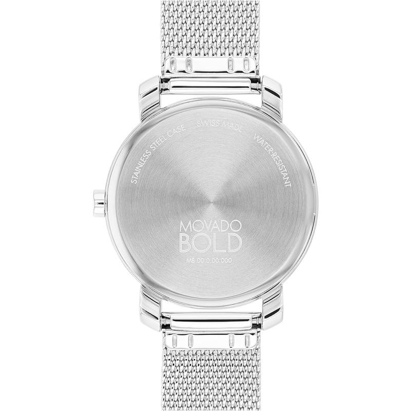 Movado女表经典石英腕表轻奢白皮带34mm防溅水表盘金高清大图