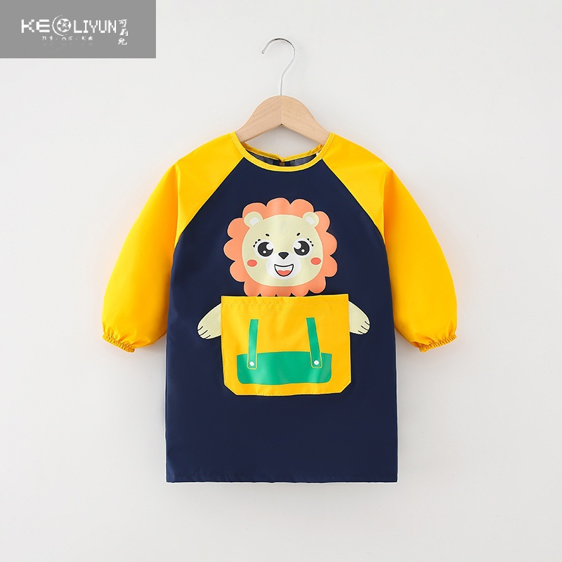 允儿童罩衣画画美术围裙防水防脏幼儿园绘画大童护衣女宝宝吃饭围兜