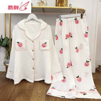 睡衣女款长袖日系卡通可爱水蜜桃服套装公主风两件套 费琳
