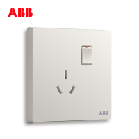 ABB开关插座 轩致无框 雅典白色 一位一开10A三孔带开关插座AF223