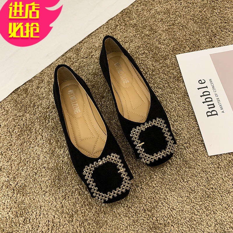 金三志奶奶鞋女复古仙女2021春秋新款软底舒适气质单鞋方头浅口温柔鞋子休闲鞋