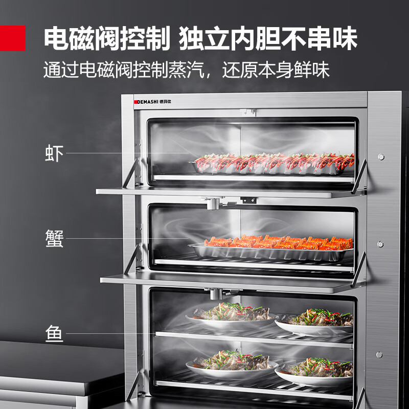 德玛仕(DEMASHI) HXD-S-3D电热 (380V)定制款 三门海鲜蒸柜 校企食堂酒店蒸车蒸箱 蒸菜蒸鱼蒸饭柜