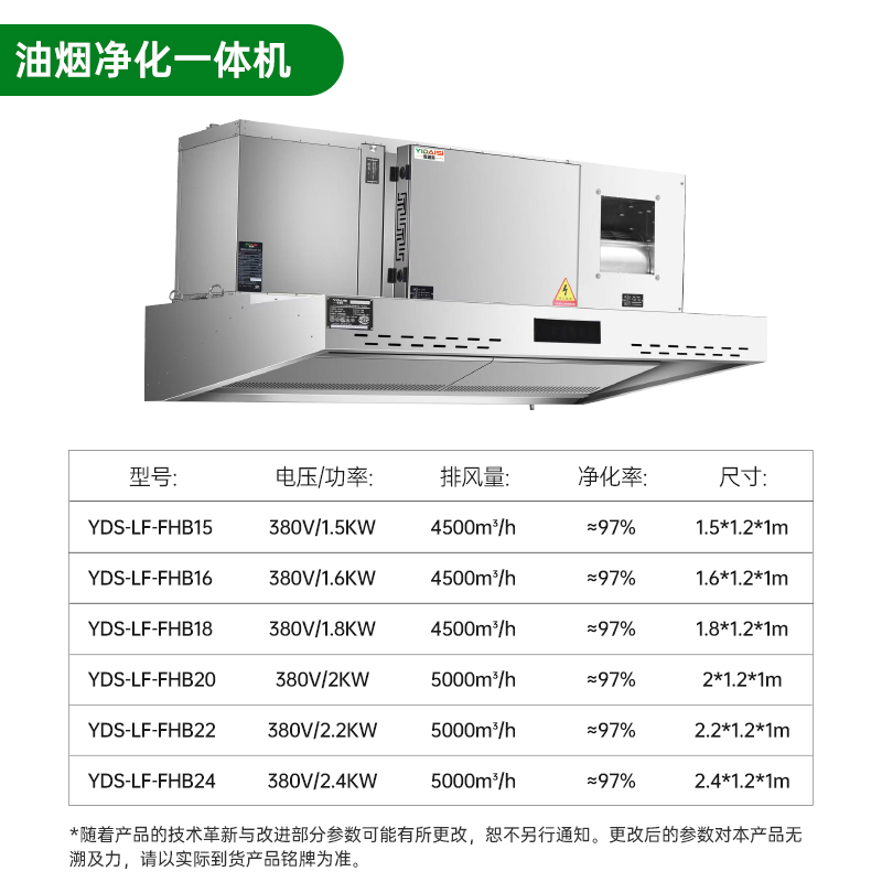 意黛斯 商用油烟机大吸力油烟净化器一体机酒店食堂厨房低空排放环保轻油烟内循环净化器YDS-LF-FHB22高清大图