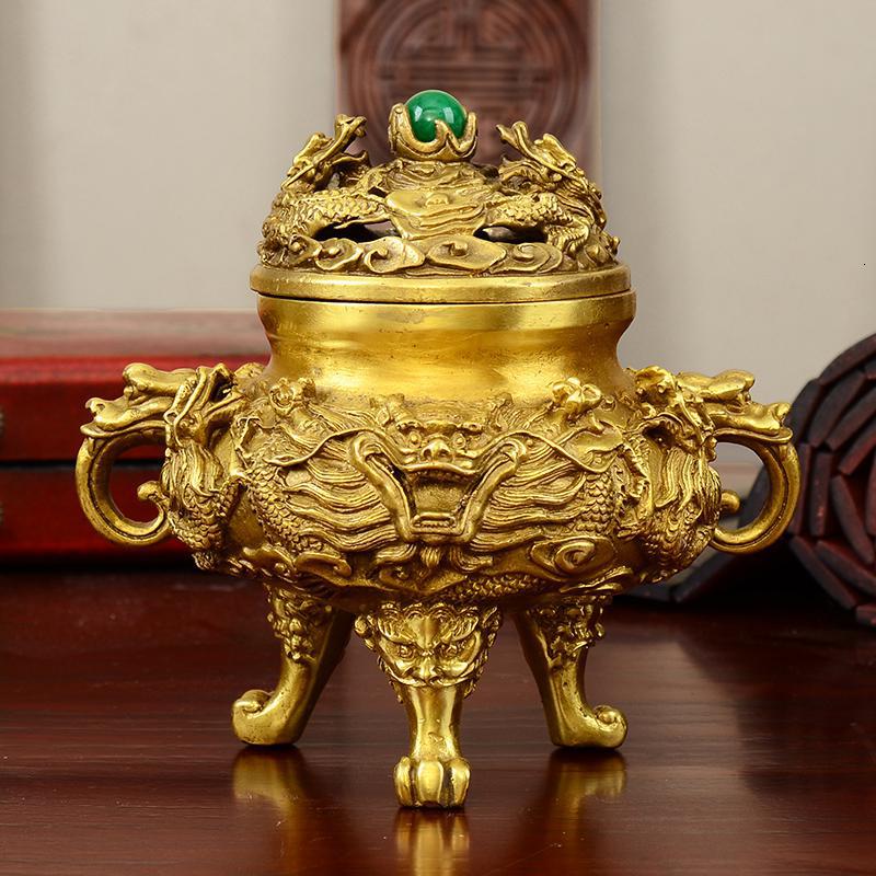 美帮汇九龙香炉 三足香炉焚香炉铜 塔香粒香迷你香薰香炉客厅高清大图