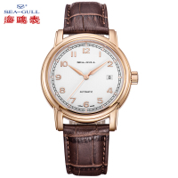 海鸥表(SEAGULL) 时尚商务单历镀玫瑰金男表 自动机械表 手表 D519.628