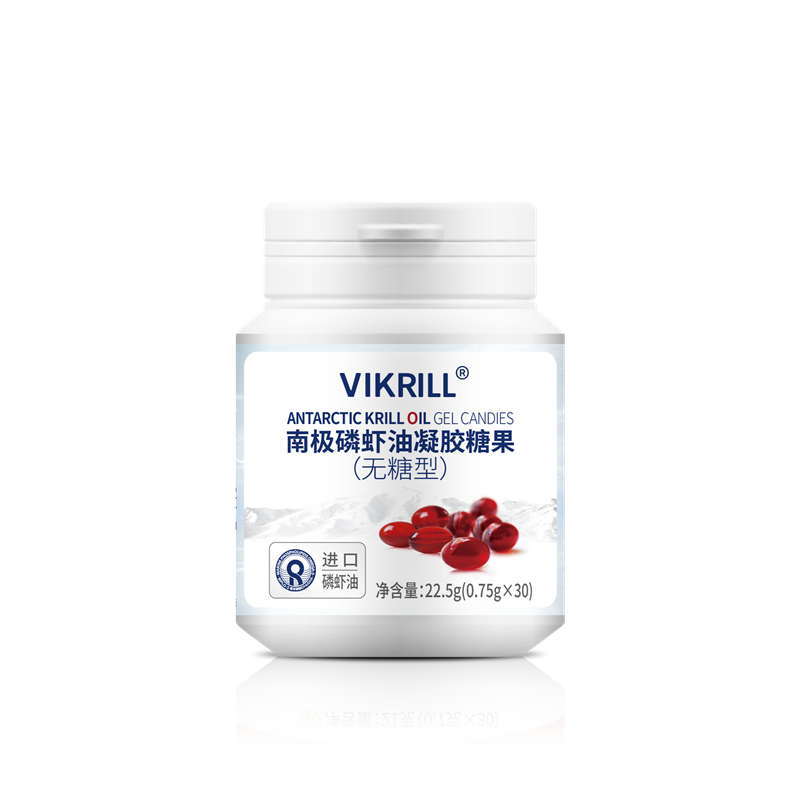 VIKRILL 进口原油无糖南极磷虾油凝胶糖果30粒