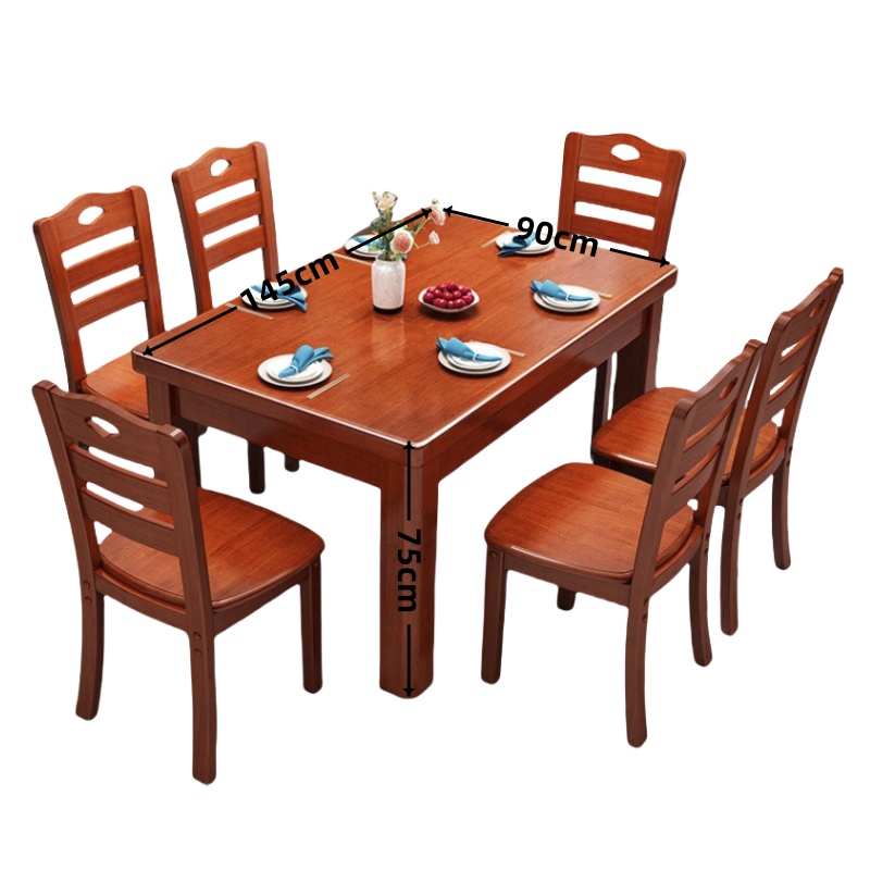 豫龙都实木餐桌6椅套高清大图