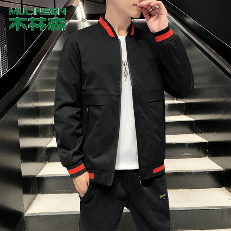 [直营]木林森(MULINSEN)外套男春秋季休闲宽松立领男士夹克潮流男上装衣服