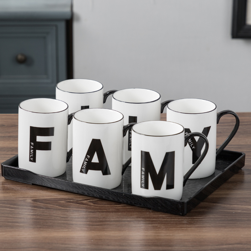 美帮汇欧式水具套装 家用 客厅 冷水壶陶瓷大容量 简约黑白茶杯耐用高温高清大图